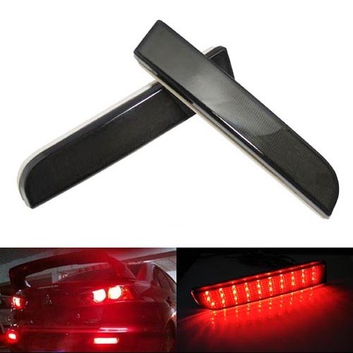 iJDMTOY Black Smoked Lens LED Bumper Reflector Lights For Mitsubishi Lancer, Evolution X or Outlander Reflectors iJDMTOY SKU410-Smoked