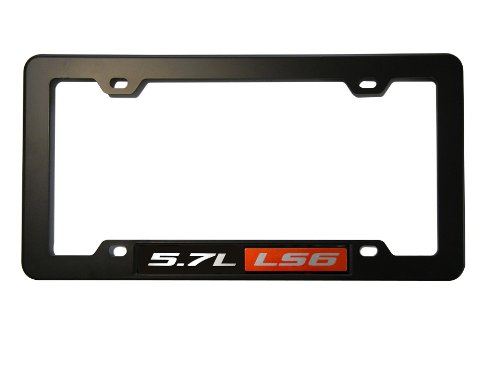 Black License Plate Tag Frame with 5.7L LS6 Red Black Engine Emblem Badge Nameplate Aluminum for GM General Motors Chevy Chevrolet Decals Unknown 100-ERPLFBKEMB273