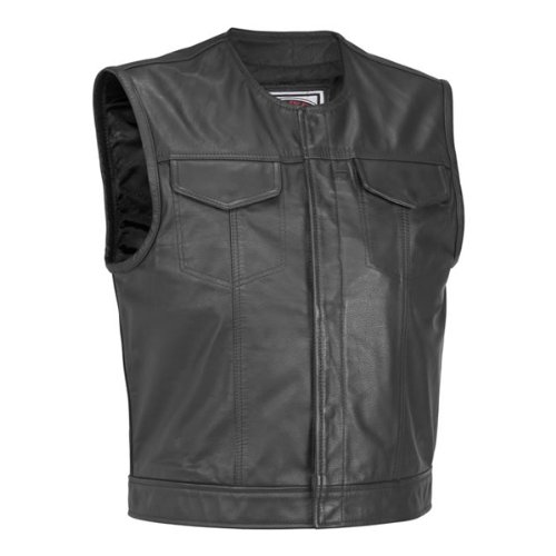 River Road Vandal Leather Vest , Distinct Name: Black, Apparel Material: Leather, Primary Color: Black, Size: XL, Gender: Mens/Unisex XF-09-3609 Protective Gear River Road 09-3609