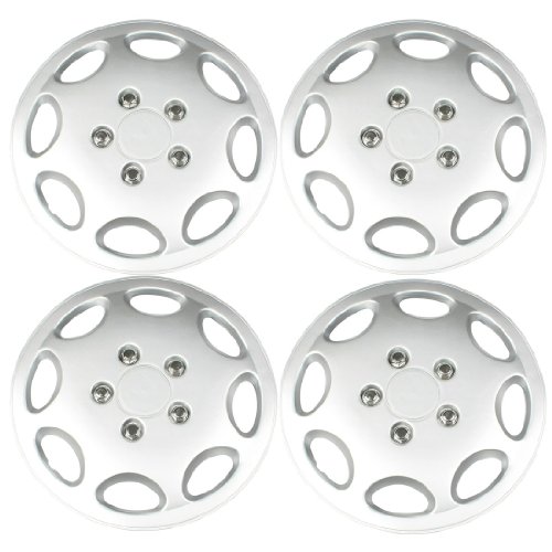 4 Pieces 8 Spoke Silver Tone Plastic Wheel Covers Ornament for Autos Accessories Amico Amico
