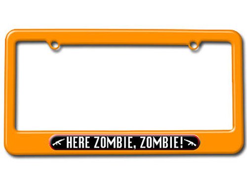 Here Zombie, Zombie - AK47 License Plate Tag Frame - Color Orange Frames Graphics and More LP3242_Orange