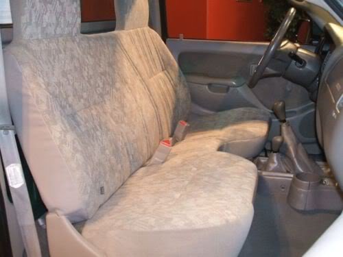 1990 - 1995 Toyota Pickup Front Solid Bench Premium Regal Fabric Dark Gray Grey Seat Covers, Molded Headrests, Manual Controls, Seat Belt Cutout, Large 6 to 8 Shifter Cutout, Custom Made Exact Fit Bench Seat Covers A27 Accessories Regal.Custom S6.Pickup.Gray