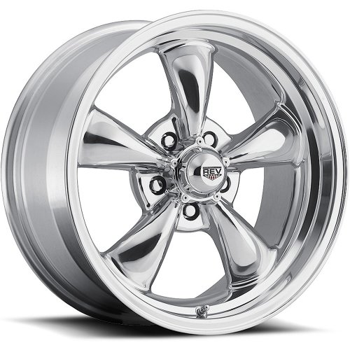 Rev Classic 100 15 Polished Wheel / Rim 5x4.75 with a 0mm Offset and a 72.7 Hub Bore. Partnumber 100P-5706100 Car Rev 100P-5706100