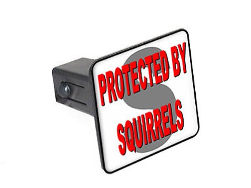Protected By S Squirrels - 1 1/4 inch (1.25) Tow Trailer Hitch Cover Plug Insert Hitch Covers Graphics and More TH0725_S