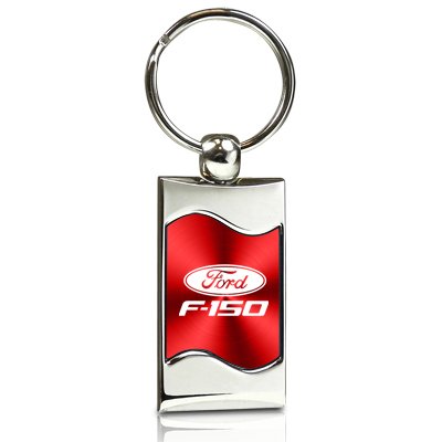 Ford F-150 Red Spun Brushed Metal Key Chain Key Chains Ford AG-KC3075-F15-RED