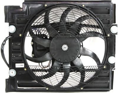 Evan-Fischer EVA24672018990 A/C AC Condenser Fan Single 10 blades Includes motor shroud and grid Condensers Evan-Fischer Auto Parts EVA24672018990