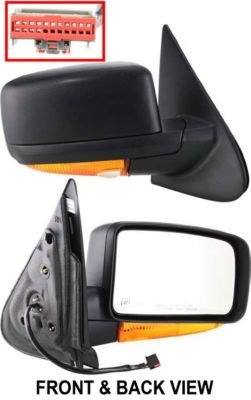 Kool Vue FD130ER-S Mirror Corner mount Type Passenger Side RH Plastic Primered Power Manual folding Heated In-housing Exterior Mirrors Kool Vue FD130ER-S