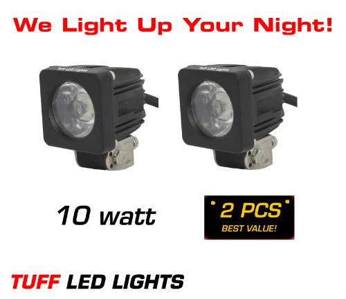 Tuff LED Lights 2 X 2 Inch Square 10 Watt Linkable LED Work Light 950 Lumens - Atv, Utv, Off Road Jeep 4x4 E Series Polaris Razor, Yamaha Rhino - INCLUDES: FREE UNIVERSAL WIREHARNESS WITH INLINE FUSE, RELAY, AND TUFF LED PILOT TOGGLE SWITCH!! Switches Tuff LED Lights 10WS1101-B