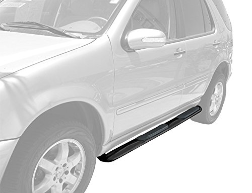Premium Custom Fit 98-05 Mercedes ML320/ML350/ML430/ML500 Black 3 Side Step Nerf Bars Running Boards(2pcs with Mounting Bracket Kit) Body MaxMate WBZ31498