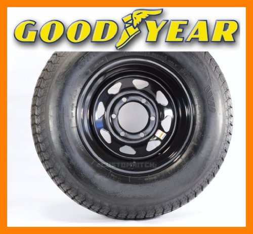 2 Goodyear Radial Trailer Tires + Rims ST225/75R15 225/75-15 D Black Spoke Trailer eCustomRim TRG20101