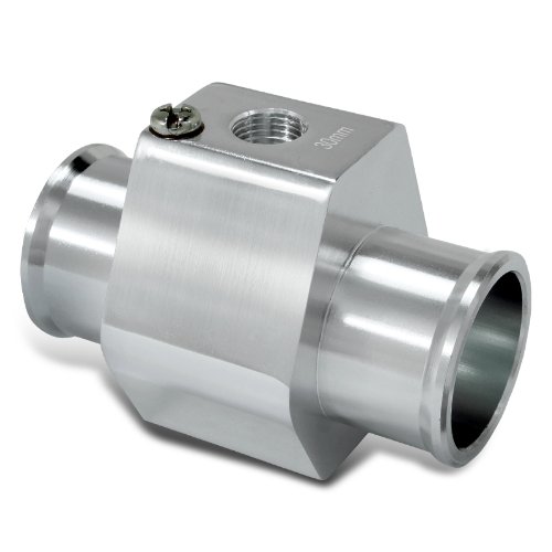 Silver Aluminum Water Temp Gauge Radiator Sensor 30Mm Adaptor+2 Hose Clamps Fuel Injection Spec-D Tuning WTA-30SL