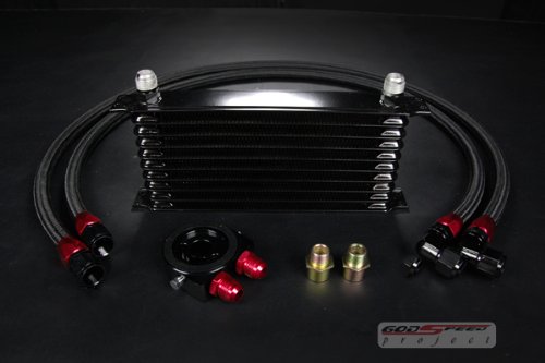 Godspeed Universal 10 ROW OIL Cooler KIT + 2 X High Quality Stainless Braided Nelon Hose Engine Oil Coolers Godspeed OCK-5127