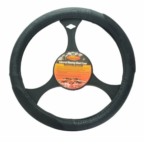 Leather Feel Steering Wheel Cover with Suede- Black Steering Accessories Hercules Car 6168