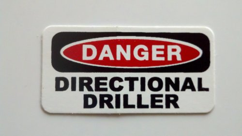 3 - Danger Directional Driller Hard Hat / Helmet Stickers 1” x 2” Protective Gear Sticker Pirate HH083