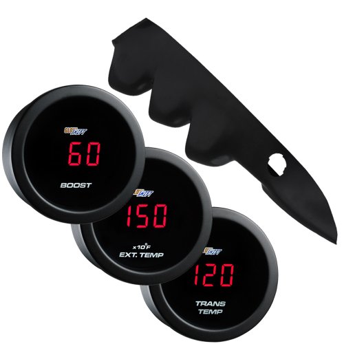 GlowShift 00-06 GMC Sierra w Speaker Red Digital Diesel Gauge Package Boost, EGT & Trans Temp Gauge Sets GlowShift GS-371PKG-GMC_RD-DS1