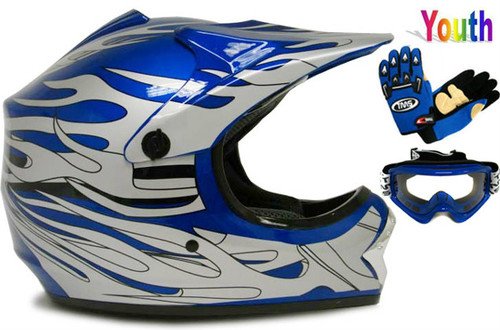 Helmets TMS JX-F601-1-BlueFlame+AS10-B+GLOVES-TMS-B