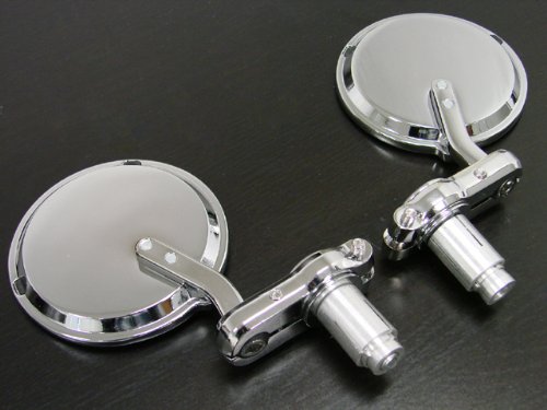 3 Chrome 7/8 BAR END Mirrors for Ducati Monster Bmw Harley Davidson Sportster Dyna Softail Kawasaki Ninja Yamaha FZR YZF Triumph BSA Norton Honda Cafe Racer Clubman Bobbe Mirrors TMS MR-ZJM6056-CHROME(1BOX)
