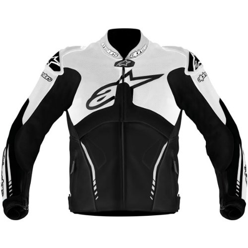 Alpinestars Atem Leather Jacket , Distinct Name: Black/White, Gender: Mens/Unisex, Primary Color: Black, Size: 58, Apparel Material: Leather 3106513-12-58 Jackets & Vests Alpinestars 31065131258