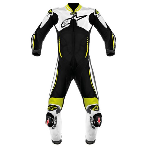Alpinestars Atem One-Piece Leather Suit , Distinct Name: White/Black/Flourescent Yellow, Gender: Mens/Unisex, Primary Color: Black, Size: 56, Apparel Material: Leather 3156513-215-56 Racing Suits Alpinestars 315651321556