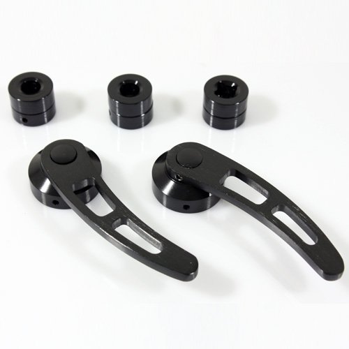 2 x Long Universal Black Anodized Alumininum Car Window/Winder Cranks Handles Steering System Modify Street WC-YH-AM5409-BK