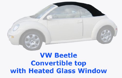 VW Beetle Convertible Top and Heated Glass Window for Power Frames - Black Haartz Twillfast RPC Cloth Tops & Roofs Autotops whbeet0209blksgp