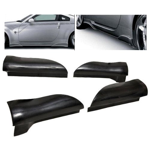 03-08 Nissan 350Z Z33 JDM Style Add-On Poly-Urethane Black Side Skirt Bodykit 4PCS Bumpers IKON MOTORSPORTS BLS-N350Z-PU