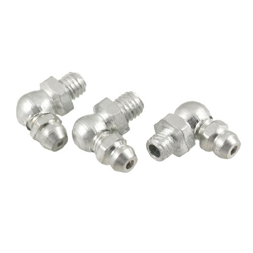 3 Pcs M6x1 Male Thread 90 Degree Angle Hydraulic Grease Nipple Zerk Silver Tone Nozzles Amico a12100800ux0984