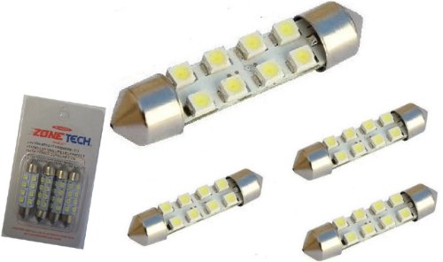 Zone Tech 4pcs 42mm 8-smd 1.72 12v Festoon Dome Light LED Bulbs 211-2 212-2 569 578 - White Bulbs Zone Tech zn519
