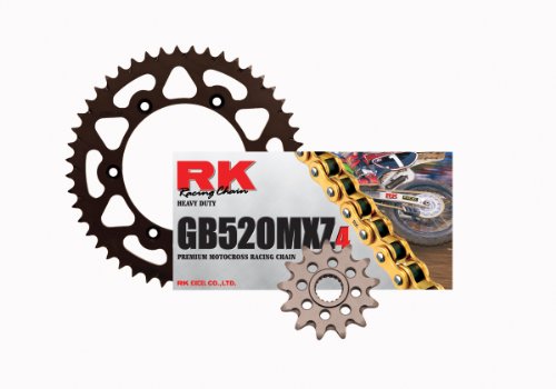 RK Outlaw Gold Chain and Aluminum Sprocket Kit KTM 520 EXC MXC SX 99-02 14/53 Sprockets Outlaw Racing Products DASK85E