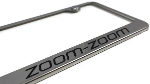 Mazda Zoom Zoom Logo Plate Frame Stainless Steel Metal Laser Etched AUTHENTIC Frames AMZ-LF-ZOO-EC