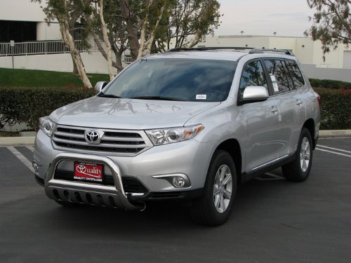 Premium Stainless Steel Bull Bar Bumper Brush Guard with Skid Plate with Skid Plate Fits 2011 Toyota Highlander Bumper Guards MaxMate WBT71537