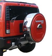 2005-2010 Hummer H2 MasterSeries Hard Tire Cover -Painted Plastic Face with Polished Stainless Steel Ring (20 Wheel) - All Terrain Blue Tire Covers Boomerang MS-HLP22-ATB-H2