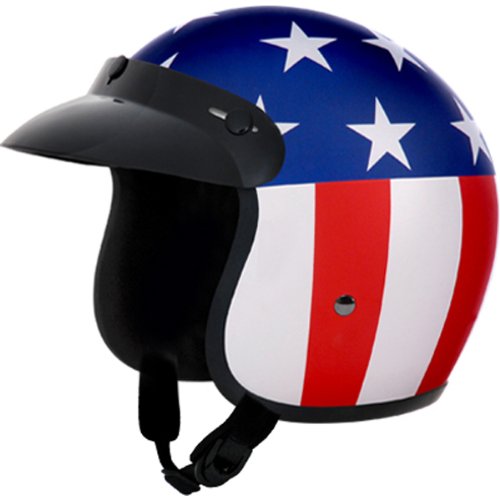 Daytona Captain America D.O.T. Approved 3/4 Shell Cruiser Motorcycle Helmet - X-Large Helmets Daytona Helmets DC6-CA-XL-FBA