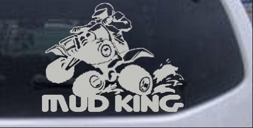 Mud King 4 Wheeler Off Road Car Window Wall Laptop Decal Sticker -- Silver 4in X 5.2in Bumper Stickers, Decals & Magnets Rad Dezigns 11777_Silver_4inX5.2in