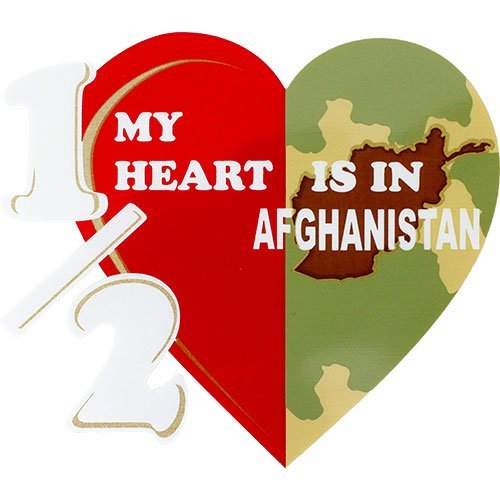 Half My Heart Is In Afghanistan Clear Decal Bumper Stickers, Decals & Magnets