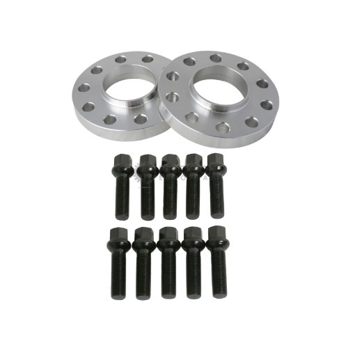 2pc 15mm 5x112 Wheel Spacers (66.6mm Bore) with 10pc Black 14x1.5 Lug Bolts (40mm Shank Length, Ball Radius Seat) for B8 Audi A4 S4 A5 S5 A6 S6 A7 S7 A8 S8 66.56 Wheel Adapters & Spacers Precision European Motorwerks 15mm-5112-66.6-45BS-Bbolt