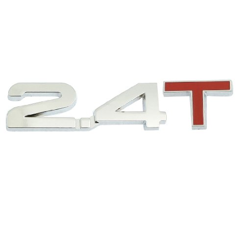 Silver Tone Red Alloy 2.4T Displacement Badge Sticker for Car Bumper Stickers Amico Amico
