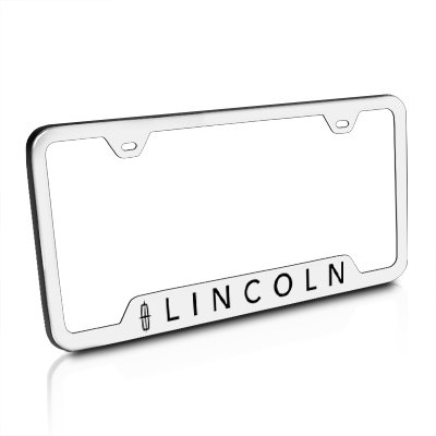 Lincoln Brushed Steel Auto License Plate Frame Frames Au-Tomotive Gold, INC. GF-LIN-ES