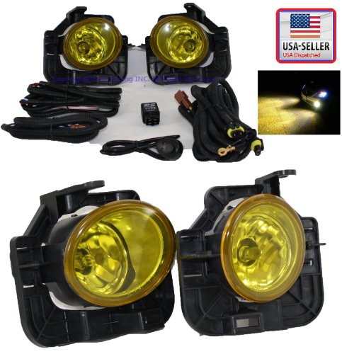 2007 2008 2009 Nissan Altima 4dr OEM Foglights Fog Lamps Yellow +Switch Bulbs EAXIRACING EAXI-FOG-NIAL074D-YL