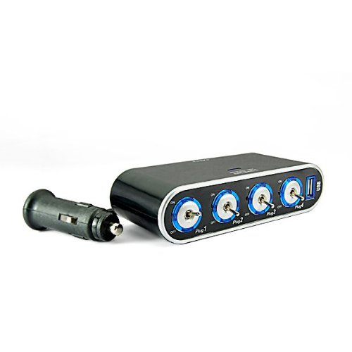 4 Car Cigarette Lighter Sockets Splitter DC 12V 24V With USB & LED Light Control Cigarette Lighter & Parts PH CT120008F