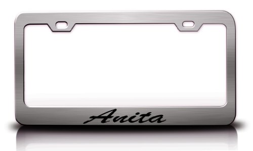 ANITA Female Name Hearts Steel License Plate Frame Chrome Frames Tag Xpress fpet0000510169
