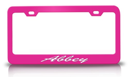 ABBEY Female Name Hearts Steel License Plate Frame Pink Frames Tag Xpress fpet0000542958