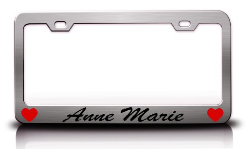 ANNE Female Name Hearts Steel License Plate Frame Chrome Frames Tag Xpress fpet0000420187