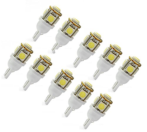 Cutequeen 10x LED Car Lights Bulb White T10 5050 5-SMD 194 168 Bulbs Cutequeen JIANXIN-02-01-07-0010