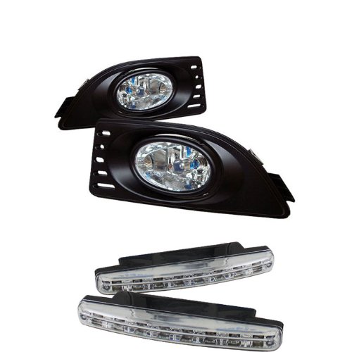 Carpart4u Acura RSX OEM Clear Fog Lights & LED Day Time Running Light Package Bulbs Carpart4u CP4-FOG-AR06-C+8LED-C