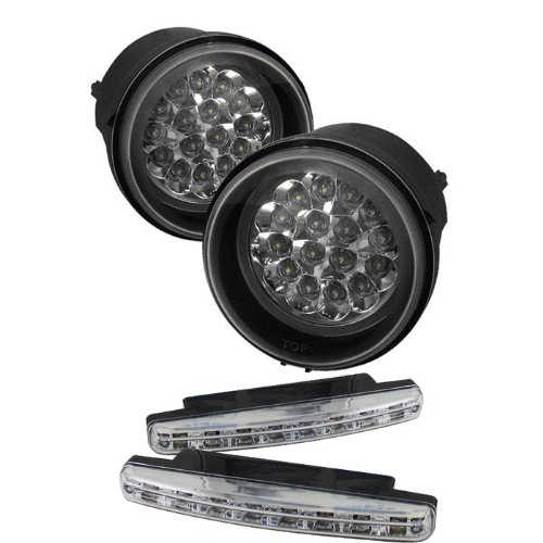 Carpart4u Dodge Charger / Caliber / Caravan / Nitro / Avenger / Chrysler Pacifica /Sebring Sedan / Sebring Conv. / Jeep Patriot / Compass LED Clear Fog Lights & LED Day Time Running Light Package Bulbs Carpart4u CP4-FOG-LED-DCH05-C+8LED-C