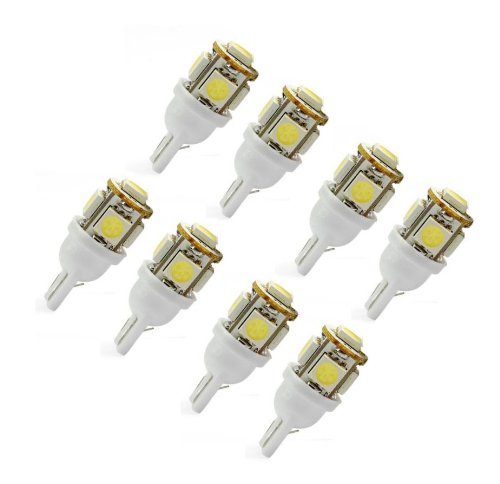 Cutequeen LED Car Lights Bulb White T10 5050 5-SMD 194 168 (pack of 8) Bulbs Cutequeen JIANXIN-02-01-07-c0008