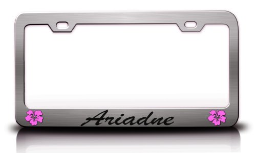 ARIADNE Female Name Hibiscus Steel License Plate Frame Chrome Frames Tag Xpress fpet0000470231