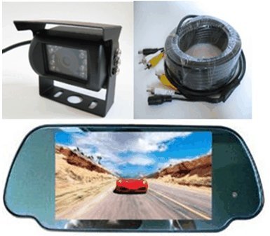 Rear View Mirror Camera System-7 LCD Reverse Monitor & Color CCD Rear View Backup Camera with 135° View, Infrared night Vision, Surface Mount with Rain Shield, Free Bonus of 32 ft RCA Extended Cable. - by YanTech USA Vehicle Backup Cameras YanTech USA