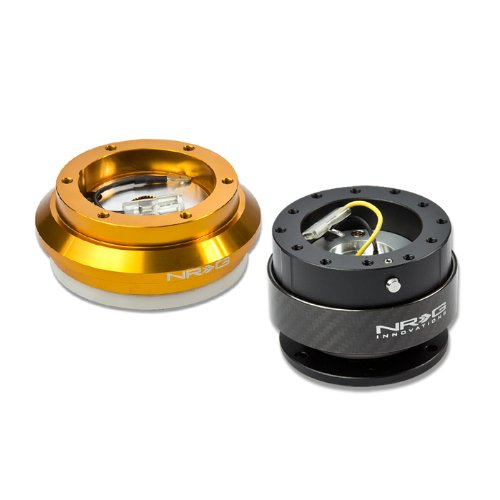 NRG-SRK-130H-RG+200CF, NRG Innovations Steering Wheel 6-Hole Aluminum Ball Bearing Short Hub Adapter with Gen 2.0 Carbon Fiber Quick Release SRK-130H Steering Accessories NRG Innovations NRG-SRK-130H-RG+200CF